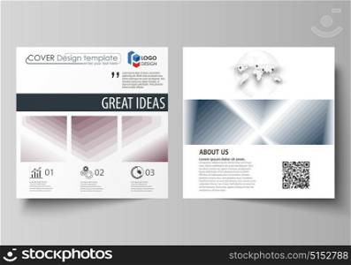 Business templates for square design brochure, magazine, flyer, report. Leaflet cover, flat vector layout. Simple monochrome geometric pattern. Abstract polygonal style, stylish modern background.. Business templates for square design brochure, magazine, flyer, booklet or annual report. Leaflet cover, abstract flat layout, easy editable vector. Simple monochrome geometric pattern. Abstract polygonal style, stylish modern background.