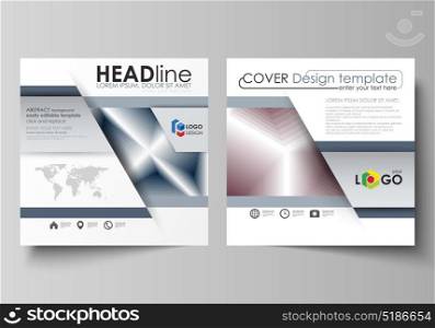 Business templates for square design brochure, magazine, flyer, report. Leaflet cover, flat vector layout. Simple monochrome geometric pattern. Abstract polygonal style, stylish modern background.. Business templates for square design brochure, magazine, flyer, booklet or annual report. Leaflet cover, abstract flat layout, easy editable vector. Simple monochrome geometric pattern. Abstract polygonal style, stylish modern background.