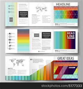 Business templates for tri fold square brochures. Leaflet cover, vector layout. Bright color rectangles, colorful design, overlapping geometric rectangular shapes, abstract beautiful background. Business templates for tri fold square brochures. Leaflet cover, vector layout. Bright color rectangles, colorful design, overlapping geometric rectangular shapes forming abstract beautiful background