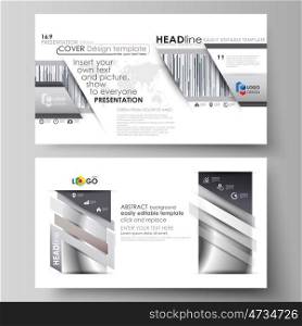 Business templates in HD format for presentation slides. Easy editable abstract vector layouts in flat design. Simple monochrome geometric pattern. Minimalistic background. Gray color shapes.. Business templates in HD format for presentation slides. Easy editable abstract vector layouts in flat design. Simple monochrome geometric pattern. Minimalistic background. Gray color shapes
