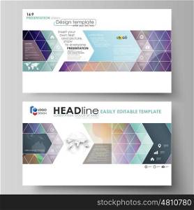 Business templates in HD format for presentation slides. Easy editable abstract layouts in flat design, vector illustration. Bright color pattern, colorful design with overlapping shapes forming abstract beautiful background.