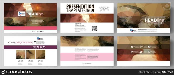 Business templates in HD format for presentation slides. Easy editable abstract vector layouts in flat design. Beautiful background. Geometrical colorful polygonal pattern in triangular style.. Business templates in HD format for presentation slides. Easy editable abstract vector layouts in flat design. Beautiful background. Geometrical colorful polygonal pattern in triangular style