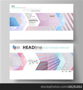 Business templates in HD format for presentation slides. Easy editable abstract vector layouts in flat design. Sweet pink and blue decoration, pretty romantic design, cute candy background.