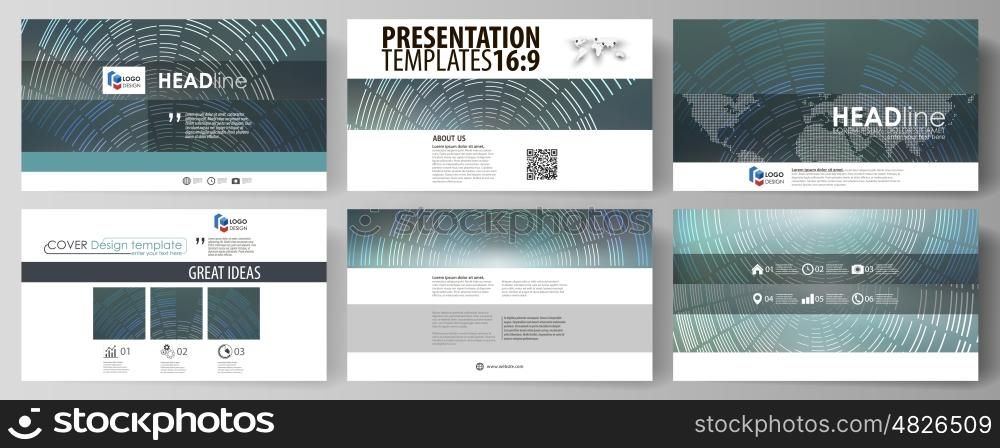 Business templates in HD format for presentation slides. Easy editable abstract vector layouts in flat design. Technology background in geometric style made from circles.. Business templates in HD format for presentation slides. Easy editable abstract vector layouts in flat design. Technology background in geometric style made from circles