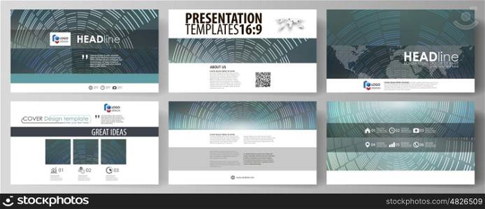 Business templates in HD format for presentation slides. Easy editable abstract vector layouts in flat design. Technology background in geometric style made from circles.. Business templates in HD format for presentation slides. Easy editable abstract vector layouts in flat design. Technology background in geometric style made from circles