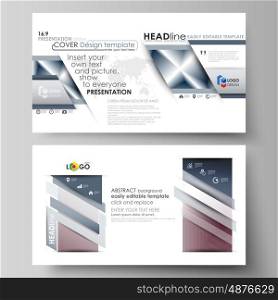 Business templates in HD format for presentation slides. Easy editable abstract vector layouts in flat design. Simple monochrome geometric pattern. Abstract polygonal style, stylish modern background.