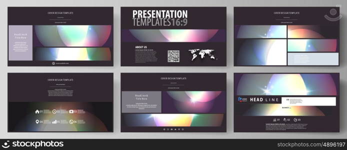 Business templates in HD format for presentation slides. Easy editable abstract vector layouts in flat design. Retro style, mystical Sci-Fi background. Futuristic trendy design.