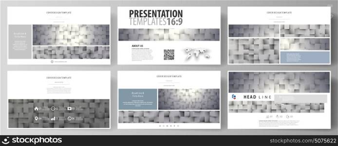 Business templates in HD format for presentation slides. Easy editable abstract vector layouts in flat design. Pattern made from squares, gray background in geometrical style. Simple texture.. Business templates in HD format for presentation slides. Easy editable abstract vector layouts in flat design. Pattern made from squares, gray background in geometrical style. Simple texture