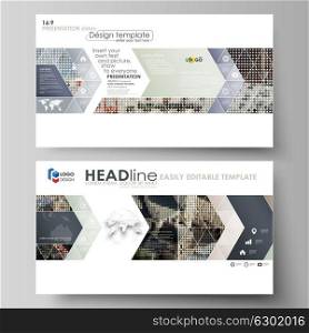 Business templates in HD format for presentation slides. Easy editable abstract vector layouts in flat design. Colorful background made of dotted texture for travel business, urban cityscape.. Business templates in HD format for presentation slides. Easy editable abstract vector layouts in flat design. Colorful background made of dotted texture for travel business, urban cityscape