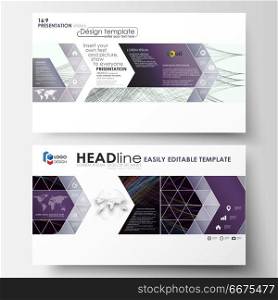 Business templates in HD format for presentation slides. Easy editable layouts in flat style, vector illustration. Abstract waves, lines and curves. Dark color background. Motion design.. Business templates in HD format for presentation slides. Easy editable layouts in flat style, vector illustration. Abstract waves, lines and curves. Dark color background. Motion design