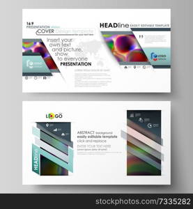 Business templates in HD format for presentation slides. Easy editable abstract layouts in flat design, vector illustration. Colorful design background with abstract shapes, bright cell backdrop.. Business templates in HD format for presentation slides. Easy editable layouts in flat style, vector illustration. Colorful design background with abstract shapes, bright cell backdrop.