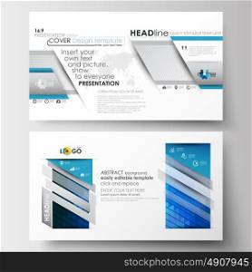 Business templates in HD format for presentation slides. Easy editable layouts in flat design. Abstract triangles, blue and gray triangular background, modern colorful polygonal vector.. Business templates in HD format for presentation slides. Easy editable abstract layouts in flat design. Abstract triangles, blue and gray triangular background, modern colorful polygonal vector.