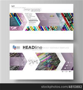 Business templates in HD format for presentation slides. Easy editable vector layouts in flat design. Colorful background made of stripes. Abstract tubes and dots. Glowing multicolored texture.. Business templates in HD format for presentation slides. Easy editable abstract vector layouts in flat design. Colorful background made of stripes. Abstract tubes and dots. Glowing multicolored texture.