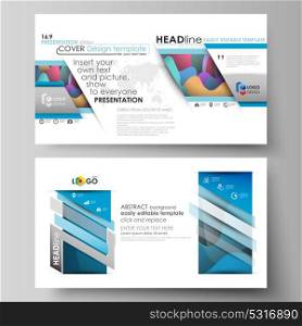 Business templates in HD format for presentation slides. Easy editable vector layouts in flat style. Bright color pattern, colorful design with overlapping shapes forming abstract beautiful background. Business templates in HD format for presentation slides. Easy editable abstract layouts in flat design, vector illustration. Bright color pattern, colorful design with overlapping shapes forming abstract beautiful background.
