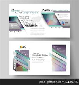 Business templates in HD format for presentation slides. Easy editable vector layouts in flat style. Bright color pattern, colorful design with overlapping shapes forming abstract beautiful background. Business templates in HD format for presentation slides. Easy editable abstract layouts in flat design, vector illustration. Bright color pattern, colorful design with overlapping shapes forming abstract beautiful background.