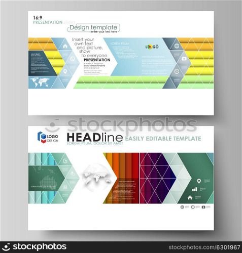 Business templates in HD format for presentation slides. Vector layouts in flat style. Bright color rectangles, colorful design with geometric rectangular shapes forming abstract beautiful background. Business templates in HD format for presentation slides. Vector layouts in flat style. Bright color rectangles, colorful design with geometric rectangular shapes forming abstract beautiful background.