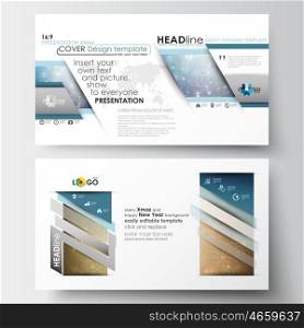 Business templates in HD size for presentation slides. Easy editable abstract layouts in flat design. Christmas decoration, vector background with shiny snowflakes, stars.