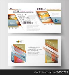 Business templates in HD size for presentation slides. Easy editable flat layouts. Abstract colorful triangle design vector background with polygonal molecules.. Business templates in HD size for presentation slides. Easy editable abstract layouts in flat design. Abstract colorful triangle design vector background with polygonal molecules.