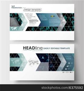 Business templates in HD size for presentation slides. Easy editable layouts in flat design. Virtual reality, color code streams glowing on screen, abstract technology background with symbols.. Business templates in HD size for presentation slides. Easy editable layouts in flat design. Virtual reality, color code streams glowing on screen, abstract technology background with symbols
