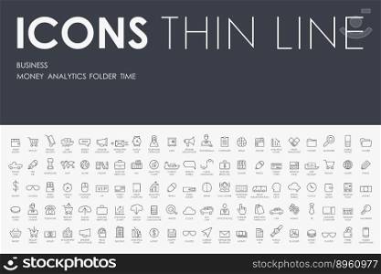 Business thin line icons vector image