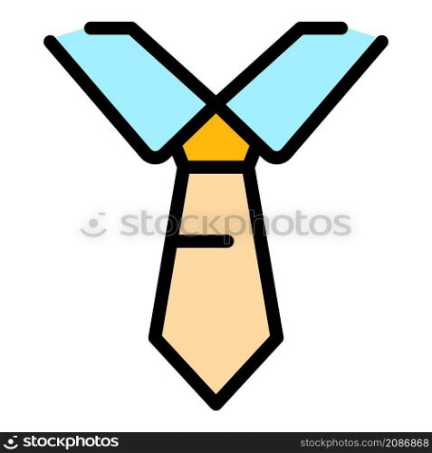 Business tie icon. Outline business tie vector icon color flat isolated. Business tie icon color outline vector