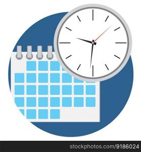 Business time icon. Calendar and clock vector illustration. Business time icon vector