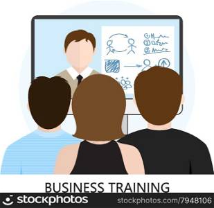 Business Training Icon Flat Design Concept