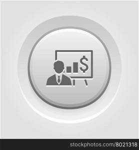 Business Training Icon. Online Learning. Business Training Icon. Online Learning. Grey Button Design