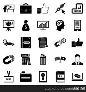 Business training icons set. Simple set of 25 business training vector icons for web isolated on white background. Business training icons set, simple style