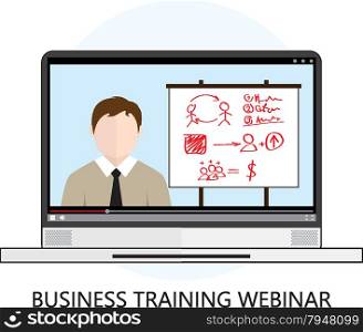 Business Training Webinar Icon Flat Design Concept
