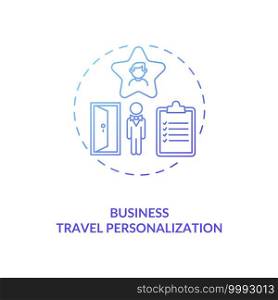 Business travel personalization concept icon. Pandemic adaptation. Business trip during covid pandemic idea thin line illustration. Travel service optimize. Vector isolated outline RGB color drawing. Business travel personalization concept icon