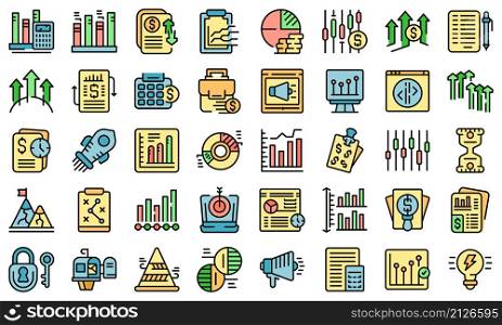 Business trend icons set outline vector. Web site. Analysis target. Business trend icons set vector flat