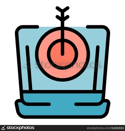 Business trend target icon outline vector. Social card. Chart internet color flat. Business trend target icon vector flat
