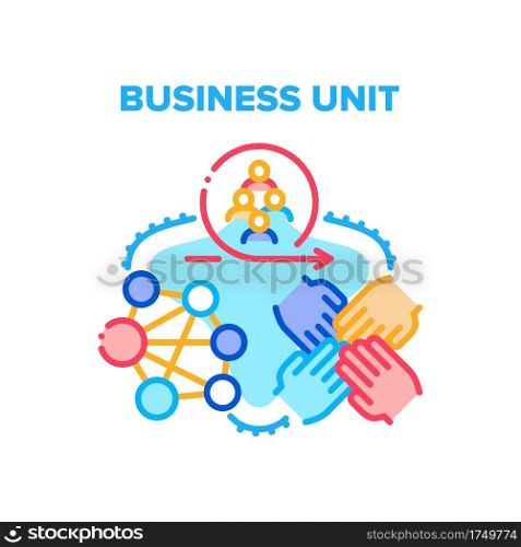 Business Unit Vector Icon Concept. Colleagues Team Meeting And Work, Businesspeople Putting Hands Together, Brainstorm And Project Planning Business Unit. Employees Communication Color Illustration. Business Unit Vector Concept Color Illustration