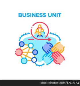 Business Unit Vector Icon Concept. Colleagues Team Meeting And Work, Businesspeople Putting Hands Together, Brainstorm And Project Planning Business Unit. Employees Communication Color Illustration. Business Unit Vector Concept Color Illustration
