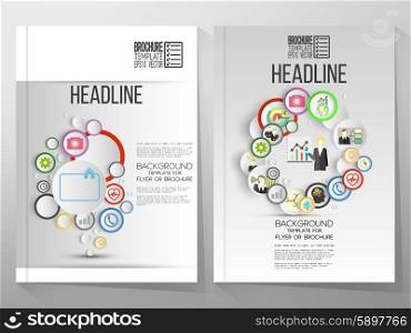 Business vector templates, brochure, flyer or booklet. Infographics with icons for business vector templates.