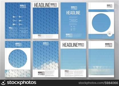 Business vector templates for brochure, flyer or booklet. Blue cloudy sky. Collection of abstract multicolored backgrounds. Natural geometrical patterns. Triangular and hexagonal style vector