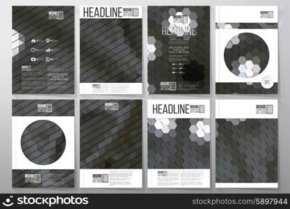 Business vector templates for brochure, flyer or booklet. Catholic church inside. Collection of abstract multicolored backgrounds. Natural geometrical patterns. Triangular and hexagonal style vector illustration