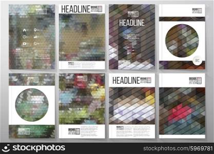 Business vector templates for brochure, flyer or booklet. Collection of abstract multicolored backgrounds. Natural geometrical patterns. Triangular style vector illustration