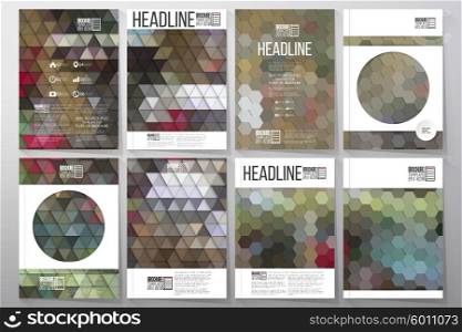 Business vector templates for brochure, flyer or booklet. Collection of abstract multicolored backgrounds. Natural geometrical patterns. Triangular and hexagonal style vector illustration