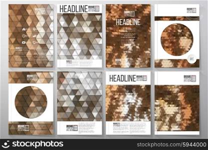 Business vector templates for brochure, flyer or booklet. Collection of abstract multicolored backgrounds. Geometrical patterns. Triangular style vector illustration