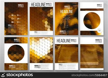 Business vector templates for brochure, flyer or booklet. Collection of abstract multicolored backgrounds. Geometrical patterns. Triangular and hexagonal style vector illustration.