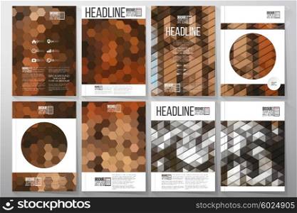 Business vector templates for brochure, flyer or booklet. Collection of abstract multicolored backgrounds. Geometrical patterns. Triangular and hexagonal style vector illustration