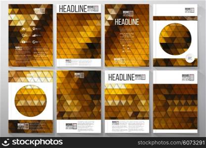 Business vector templates for brochure, flyer or booklet. Collection of abstract multicolored backgrounds. Geometrical patterns. Triangular style vector illustration.