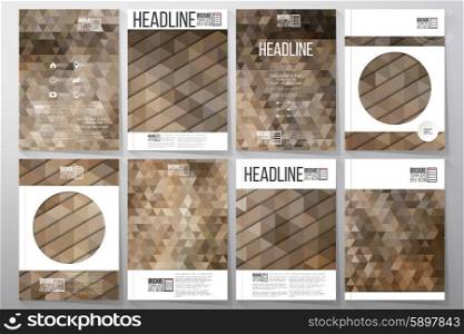 Business vector templates for brochure, flyer or booklet. Dry straw texture. Collection of abstract multicolored backgrounds. Natural geometrical patterns. Triangular style vector illustration