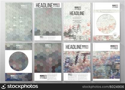 Business vector templates for brochure, flyer or booklet. Graffiti wall. Collection of abstract multicolored backgrounds. Geometrical patterns. Triangular and hexagonal style vector
