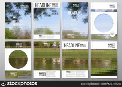 Business vector templates for brochure, flyer or booklet. Nature landscape. Collection of abstract multicolored backgrounds. Natural geometrical patterns. Triangular style vector illustration.