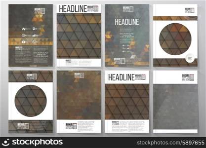Business vector templates for brochure, flyer or booklet. Night city landscape. Collection of abstract multicolored backgrounds. Natural geometrical patterns. Triangular style vector illustration.