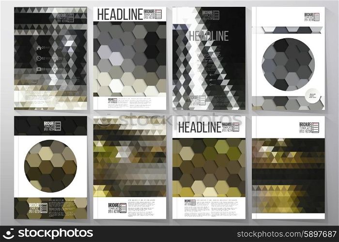 Business vector templates for brochure, flyer or booklet. Night city landscape. Collection of abstract multicolored backgrounds. Natural geometrical patterns. Triangular and hexagonal style vector