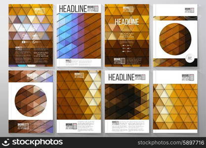 Business vector templates for brochure, flyer or booklet. Night city landscape. Collection of abstract multicolored backgrounds. Natural geometrical patterns. Triangular style vector illustration.